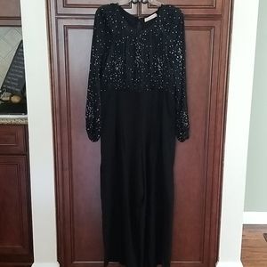 Black White Polka Dot Cropped Jumpsuit Sz XL READ